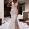 Wedding Dresses HELLYMOON | Backless Lace Mermaid Long Wedding Dress Ivory