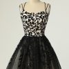 Special Occasion HELLYMOON | A Line Spaghetti Straps Short Homecoming Dress With Appliques Black