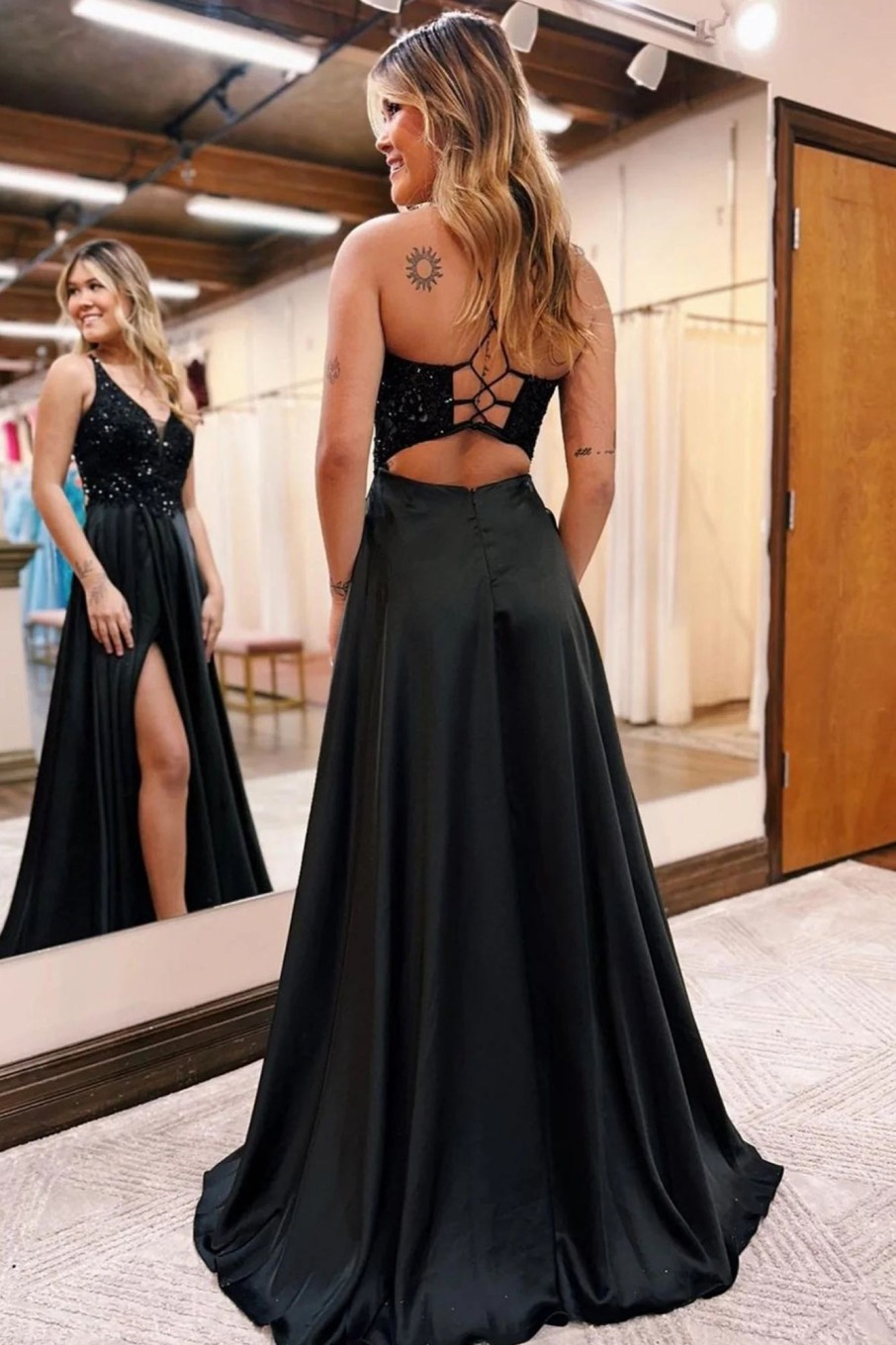 Special Occasion HELLYMOON | A-Line Sparkly Prom Dress With Pockets Black