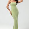 Partywear HELLYMOON | Strapless Mermaid Long Bridesmaid Dress Lemon Green