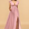 Partywear HELLYMOON | V-Neck Long Chiffon Bridesmaid Dress