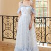 Special Occasion HELLYMOON | Princess A Line Off The Shoulder Long Prom Dress Light Blue