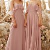 Partywear HELLYMOON | Elegant Off The Shoulder Chiffon Bridesmaid Dress