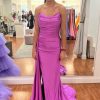 Prom Dresses HELLYMOON | Satin Mermaid Prom Dress With Ruffles Hot Pink