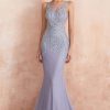 Prom Dresses HELLYMOON | Mermaid Beaded Sparkly Prom Dress Lavender