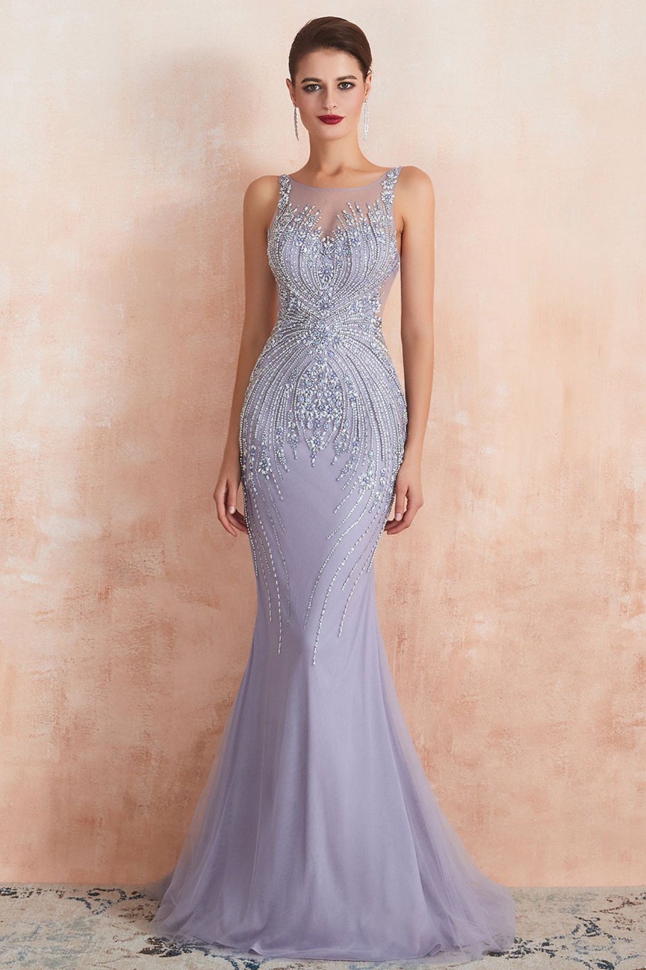 Prom Dresses HELLYMOON | Mermaid Beaded Sparkly Prom Dress Lavender