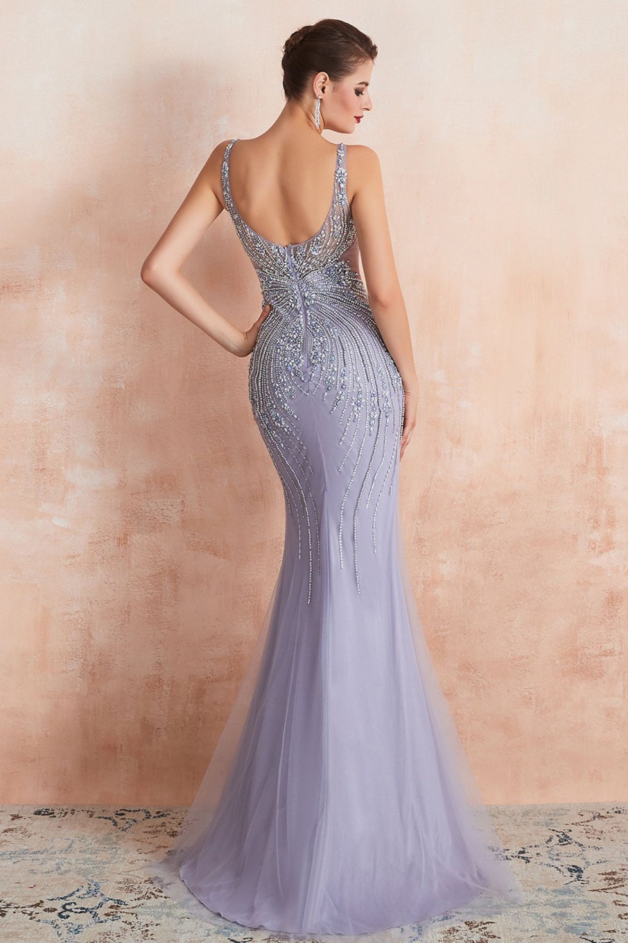 Prom Dresses HELLYMOON | Mermaid Beaded Sparkly Prom Dress Lavender