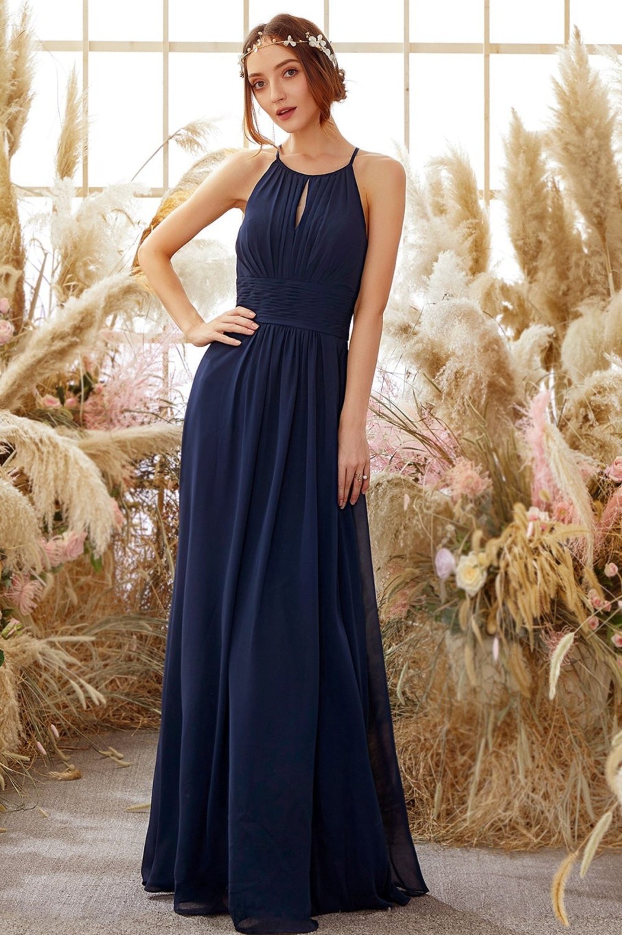 Partywear HELLYMOON | Halter Chiffon Bridesmaid Dress