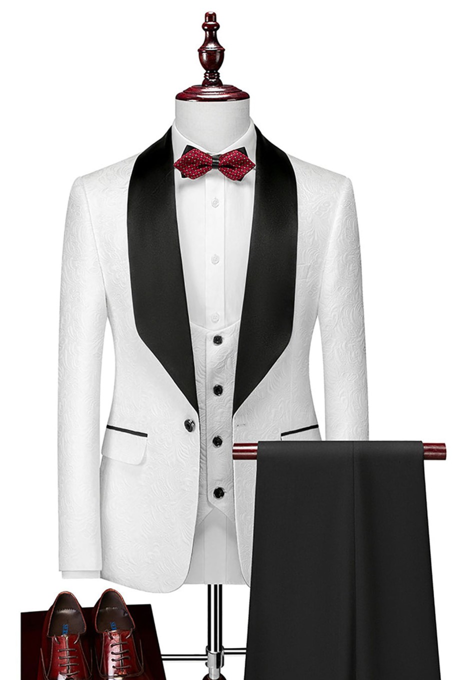 Men HELLYMOON | Shawl Lapel Three-Piece Men'S Suits White