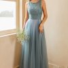 Partywear HELLYMOON | Tulle Bridesmaid Dress With Lace Grey Blue