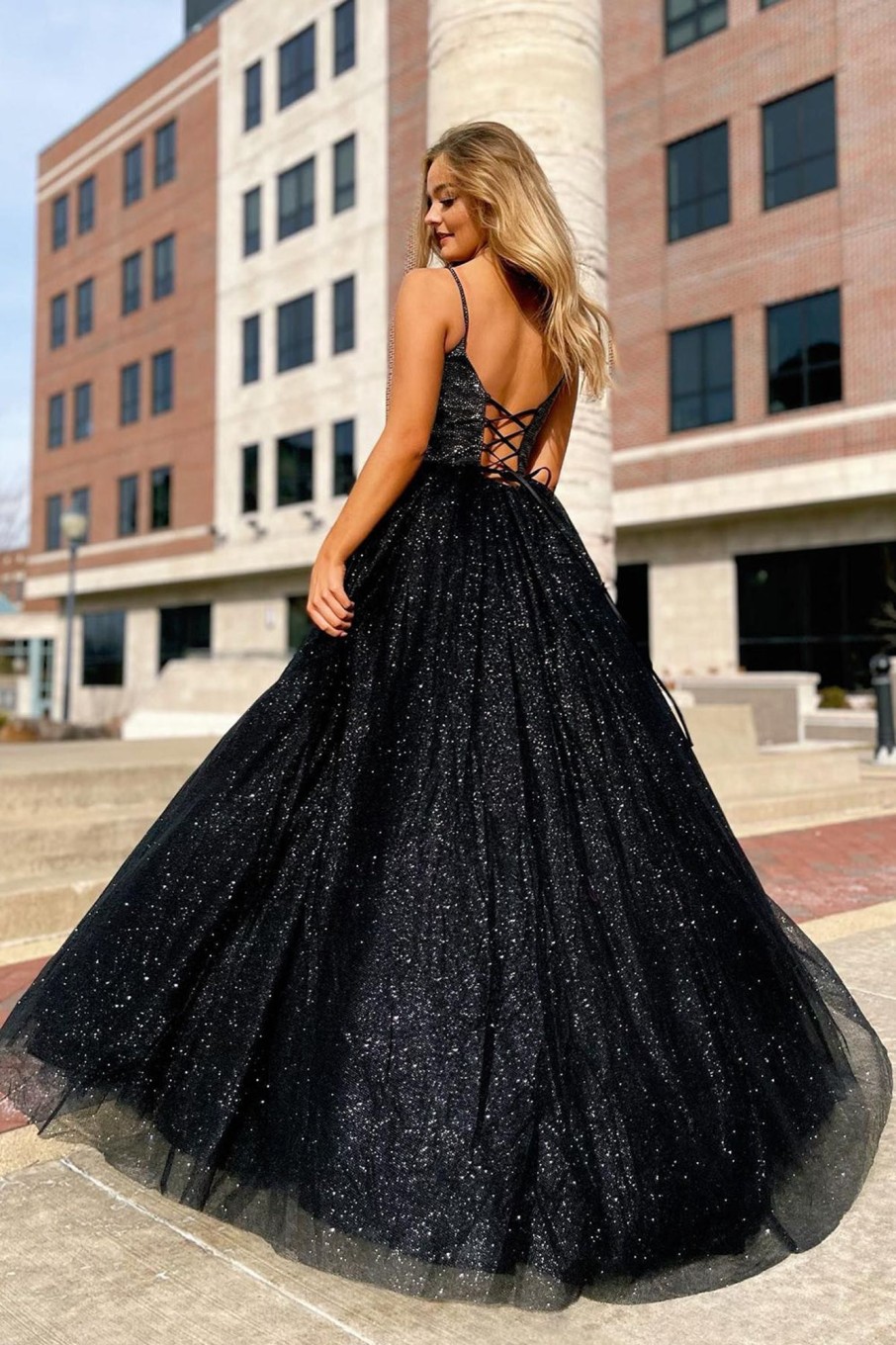 Special Occasion HELLYMOON | Glitter A Line Princess Prom Dress With Beading Black