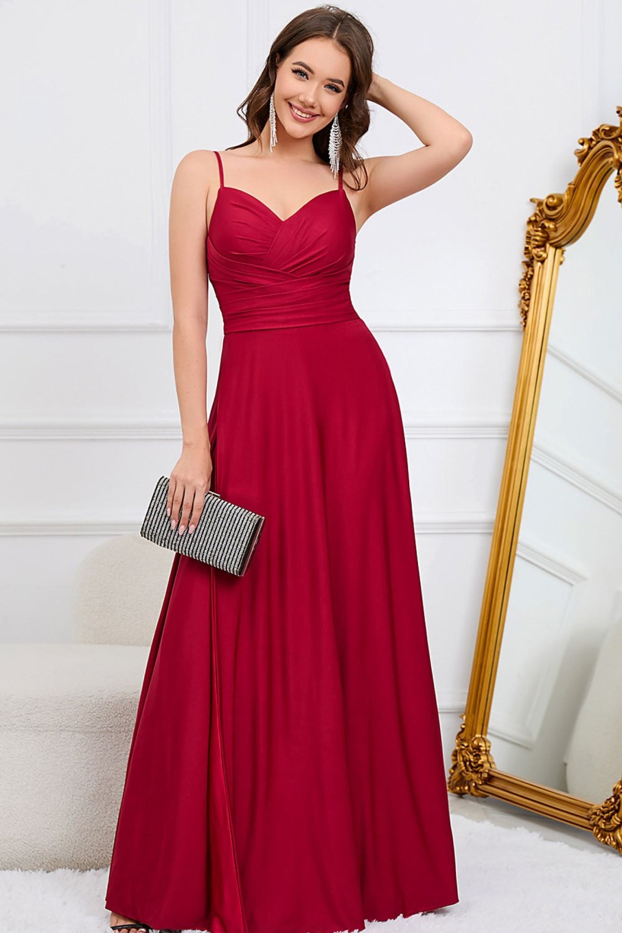 Partywear HELLYMOON | A Line Spaghetti Straps Long Bridesmaid Dress