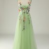 Prom Dresses HELLYMOON | A Line Tulle Prom Dress With Appliques