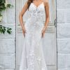 Wedding Dresses HELLYMOON | Mermaid Lace Long Wedding Dress Ivory