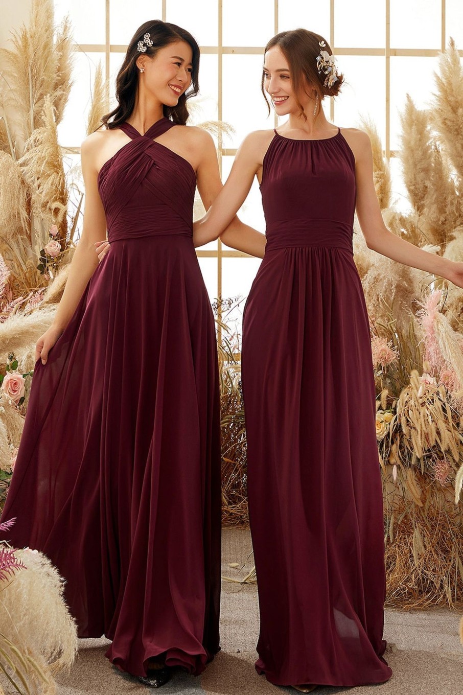 Partywear HELLYMOON | Halter Chiffon Bridesmaid Dress