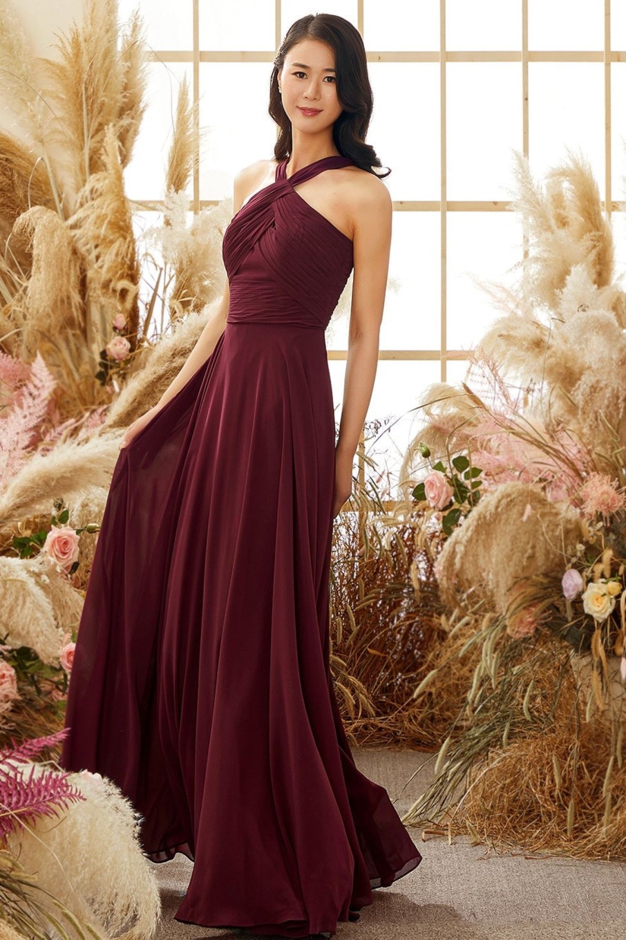 Partywear HELLYMOON | Halter Chiffon Bridesmaid Dress