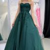 Special Occasion HELLYMOON | Tulle A Line Prom Dress With Appliques Dark Green