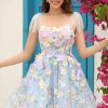 Special Occasion HELLYMOON | Corset A-Line Short Prom Dress With 3D Flowers Blue