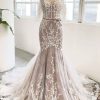 Wedding Dresses HELLYMOON | Sweetheart Corset Mermaid Wedding Dress With Appliques Gray Purple