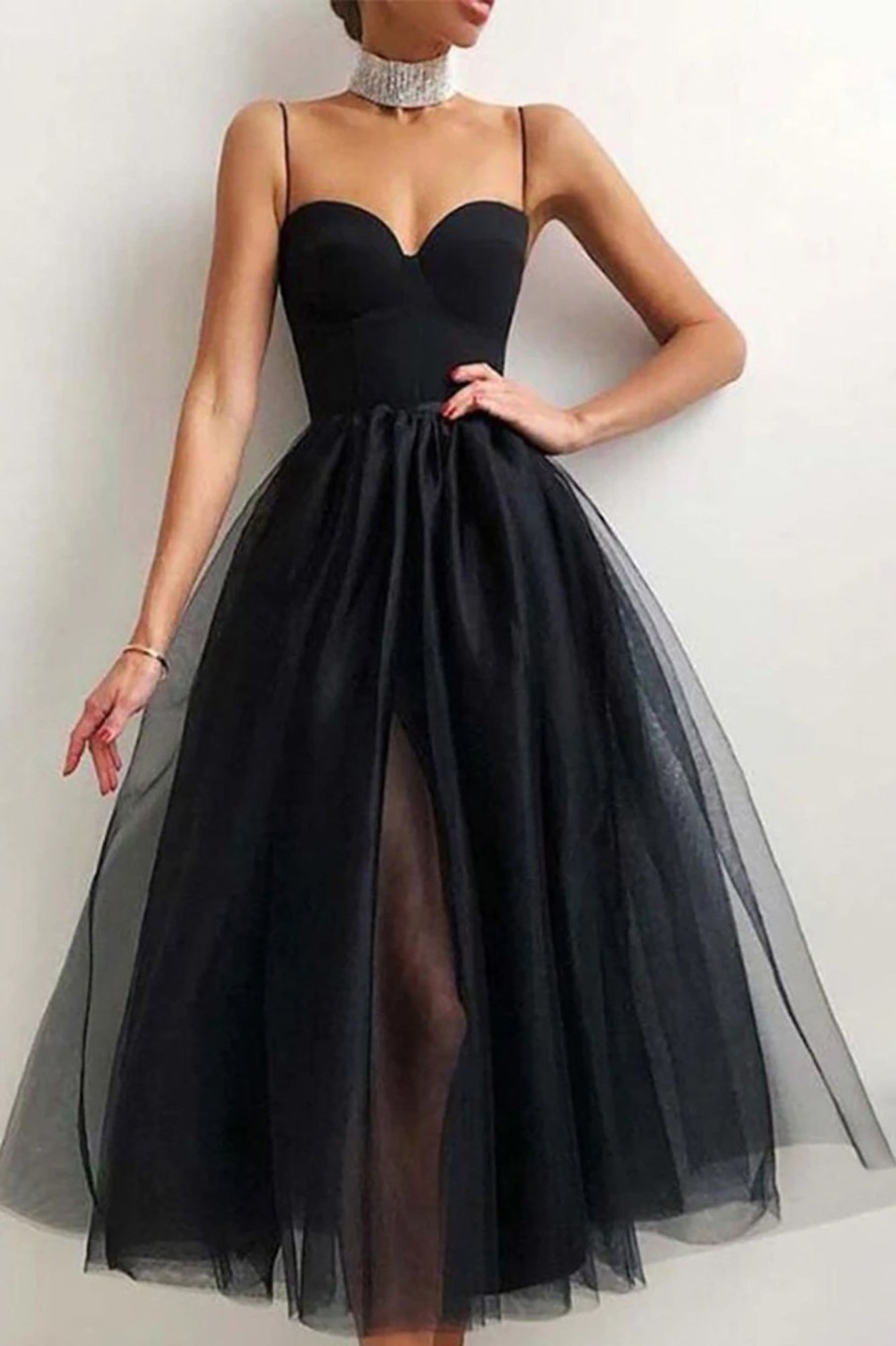 Prom Dresses HELLYMOON | Tulle A-Line Midi Simple Prom Dress