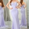 Prom Dresses HELLYMOON | Mermaid Strapless Long Corset Prom Dress With Appliques Lilac