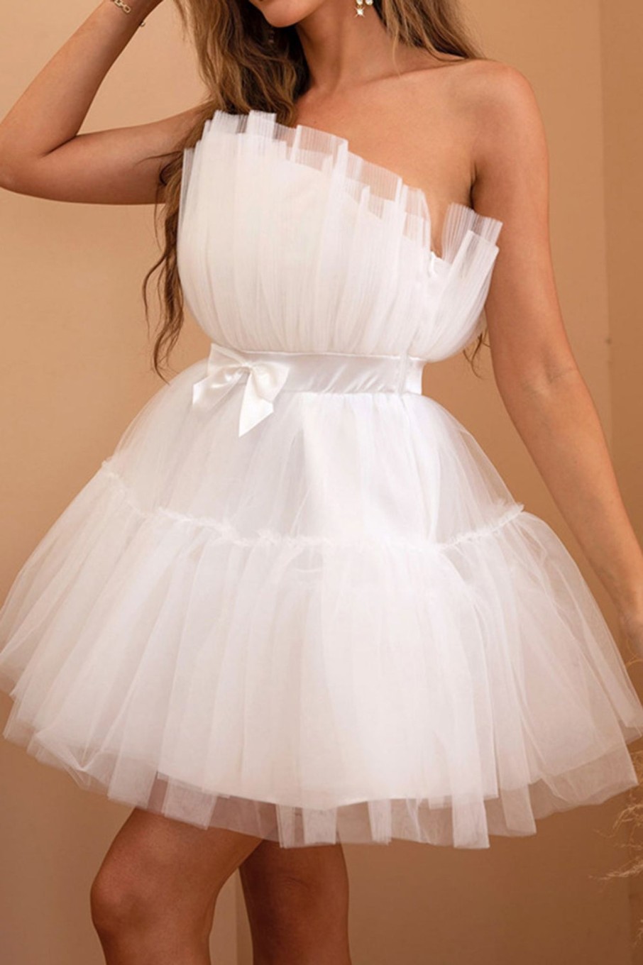 Special Occasion HELLYMOON | Tulle Strapless Graduation Dress White