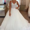 Wedding Dresses HELLYMOON | A-Line Tulle Spaghetti Straps Corset Long Wedding Dress With Beading White