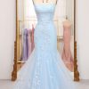 Prom Dresses HELLYMOON | Mermaid Spaghetti Strap Beaded Prom Dress Blue