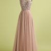 Prom Dresses HELLYMOON | Tulle A Line Princess Prom Dress With Beading Pink