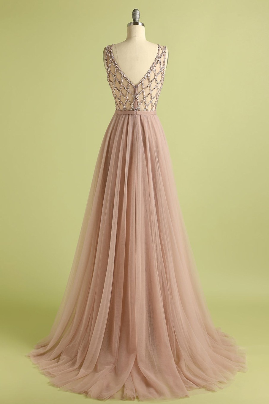 Prom Dresses HELLYMOON | Tulle A Line Princess Prom Dress With Beading Pink