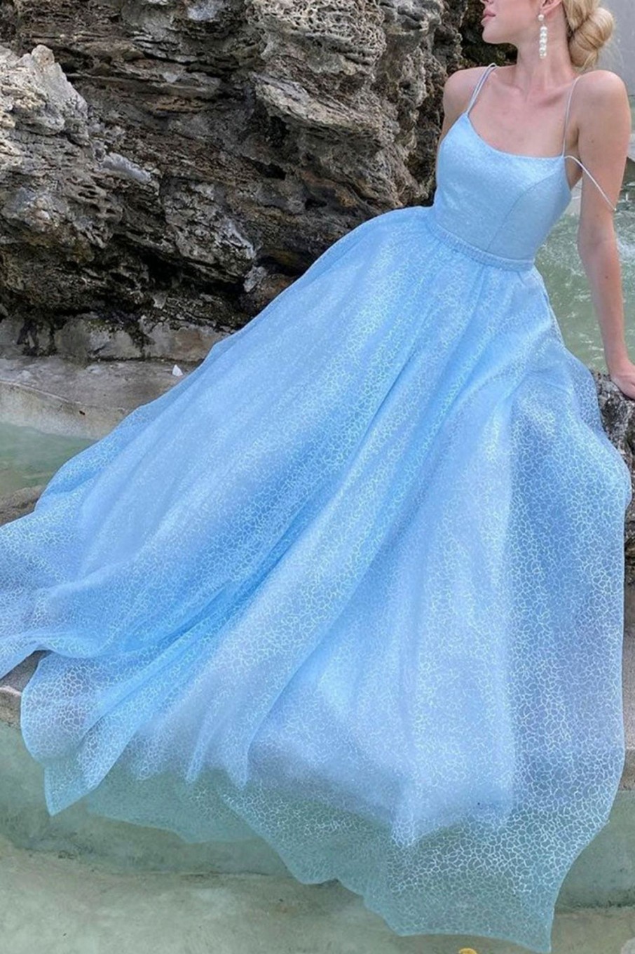 Special Occasion HELLYMOON | A-Line Sparkly Prom Dress Sky Blue