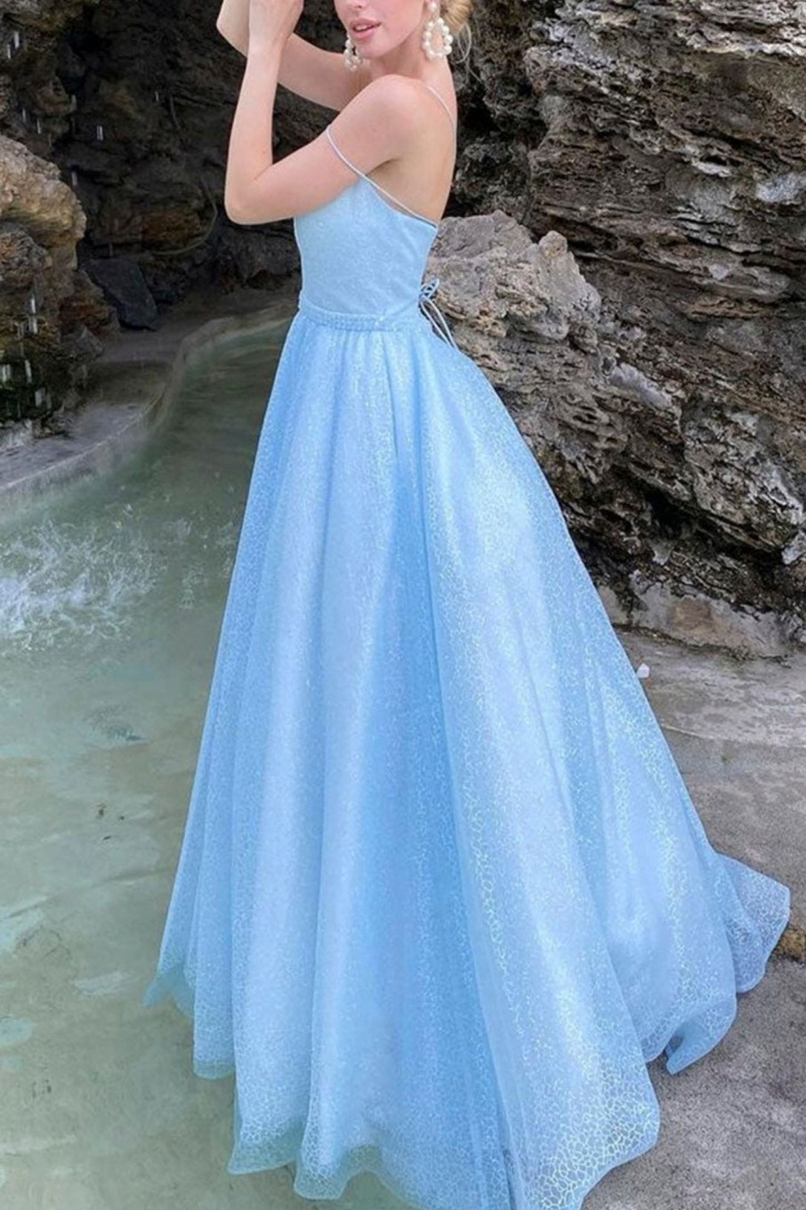 Special Occasion HELLYMOON | A-Line Sparkly Prom Dress Sky Blue