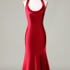 Partywear HELLYMOON | Halter Sleeveless Tea-Length Bridesmaid Dress With Slit