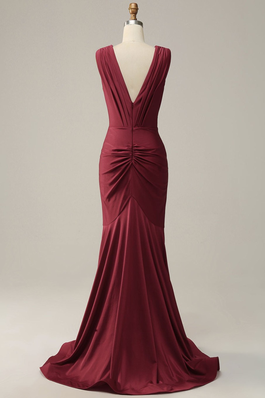 Special Occasion HELLYMOON | Deep V-Neck Mermaid Prom Dress With Ruffles Burgundy