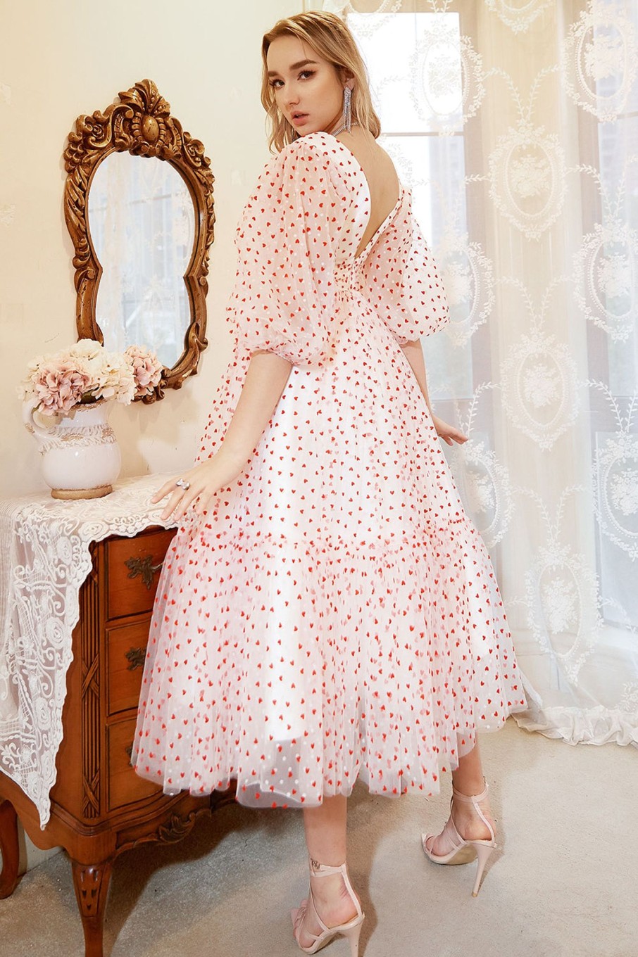 Special Occasion HELLYMOON | A Line Tulle Prom Dress With Hearts Pink