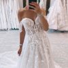 Wedding Dresses HELLYMOON | Off The Shoulder Long Lace Mermaid Wedding Dress With Appliques Ivory