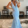 Special Occasion HELLYMOON | Blue Sequins Mermaid Sparkly Prom Dress Light Blue