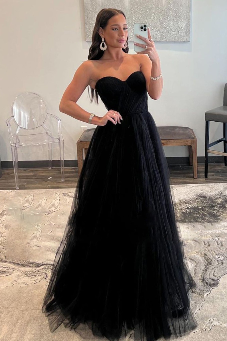 Special Occasion HELLYMOON | A-Line Sweetheart Tulle Princess Prom Dress Black