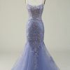 Special Occasion HELLYMOON | Beaded Tulle Mermaid Prom Dress With Appliques Purple