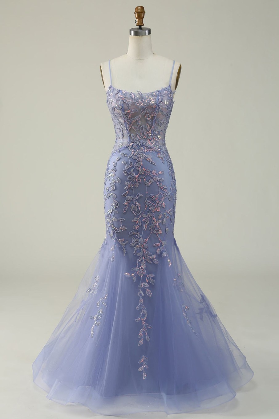 Special Occasion HELLYMOON | Beaded Tulle Mermaid Prom Dress With Appliques Purple