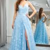 Prom Dresses HELLYMOON | A Line Spaghetti Straps Long Prom Dress With 3D Butterflies Sky Blue