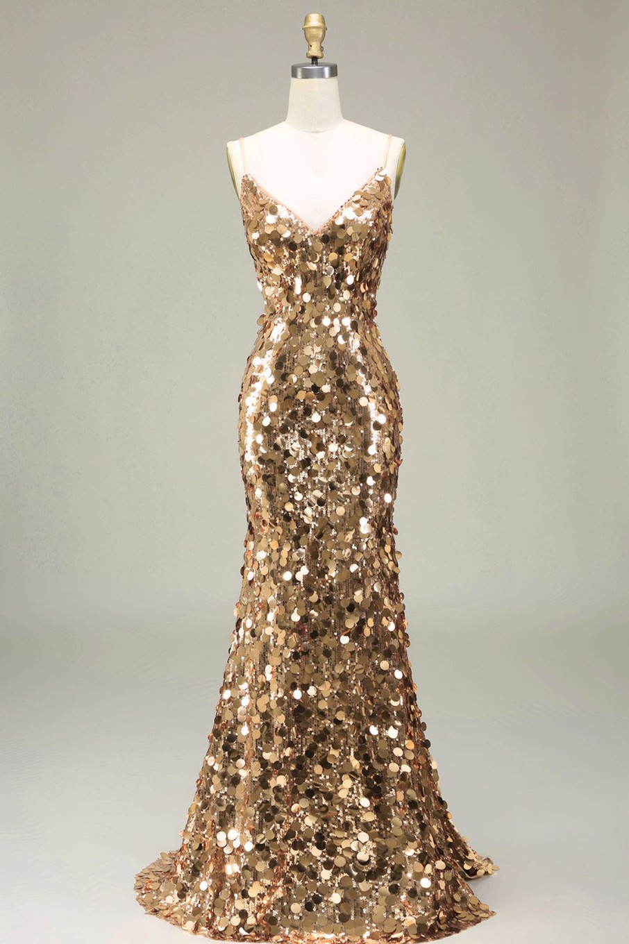 Prom Dresses HELLYMOON | Sparkly Golden Mermaid Sequin Prom Dress With Slit Rose Pink