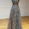 Special Occasion HELLYMOON | Spaghetti Straps A Line Prom Dress With Appliques Grey