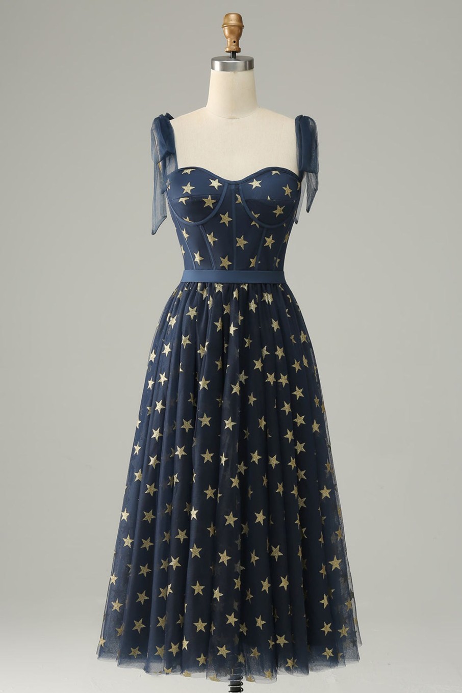 Special Occasion HELLYMOON | A-Line Tea-Length Tulle Prom Dress With Stars Navy