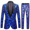 Men HELLYMOON | Royal Sequins Men'S 2 Pieces Suits Blue