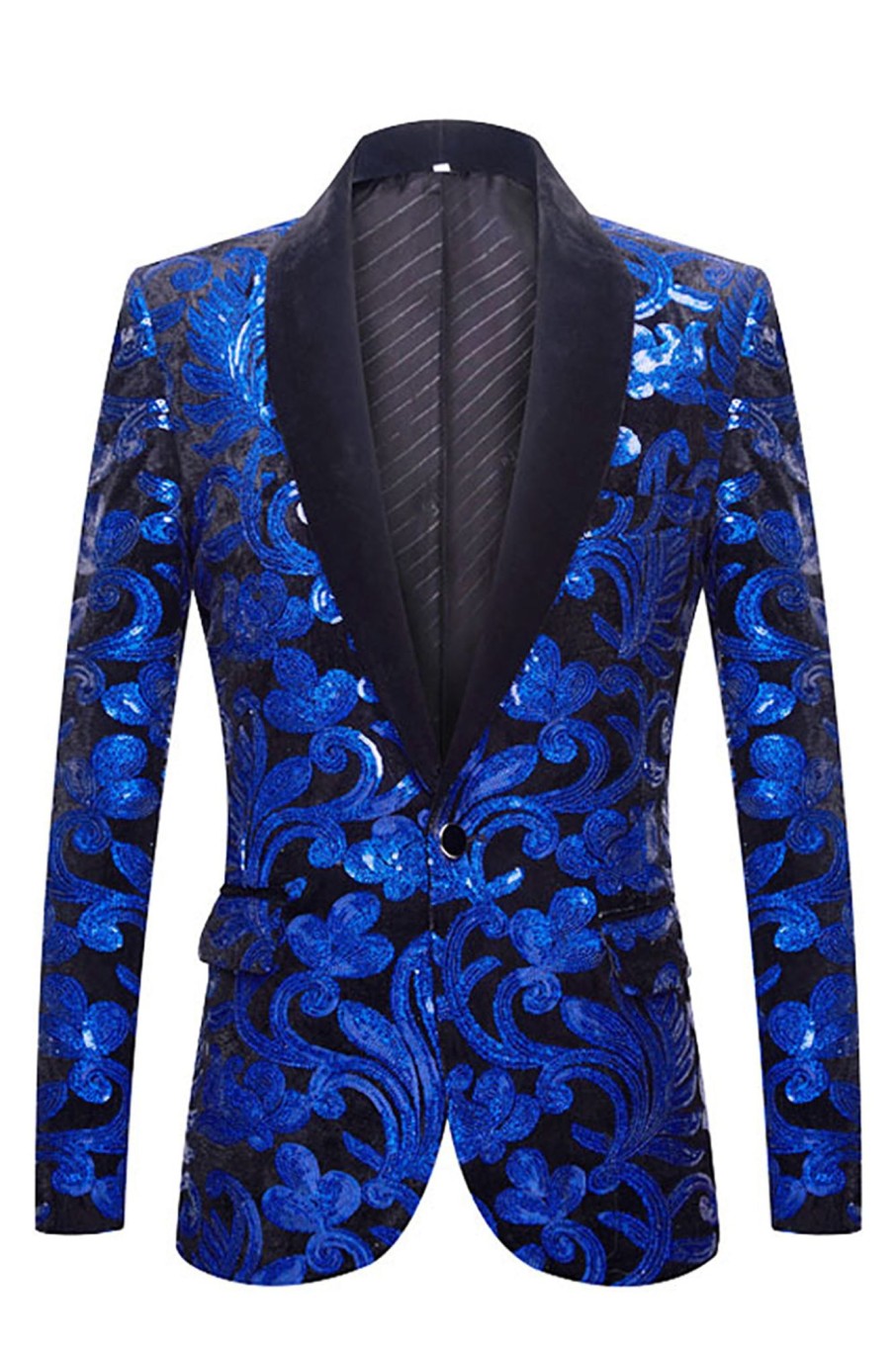 Men HELLYMOON | Royal Sequins Men'S 2 Pieces Suits Blue