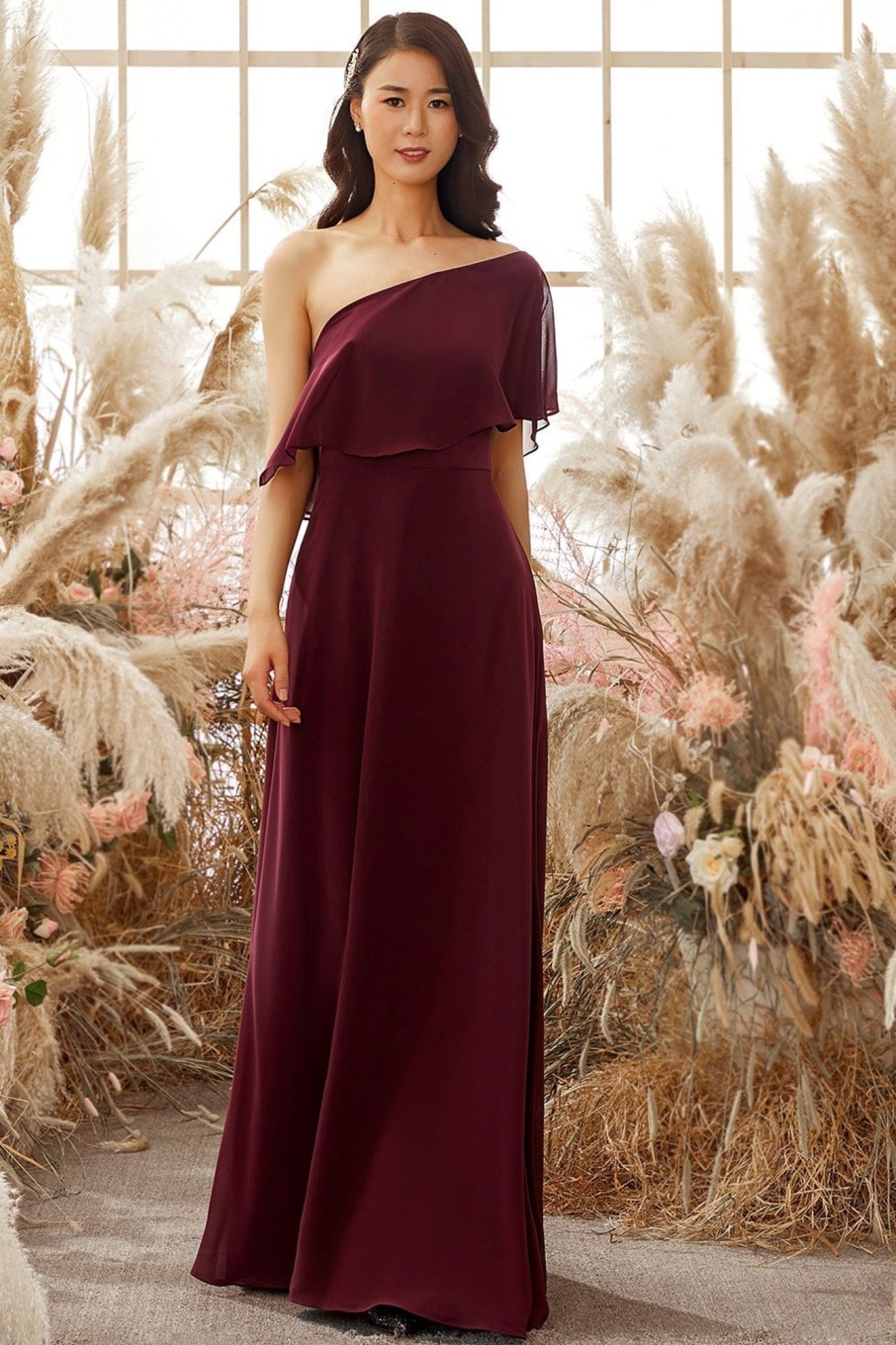 Partywear HELLYMOON | One Shoulder Chiffon Bridesmaid Dress