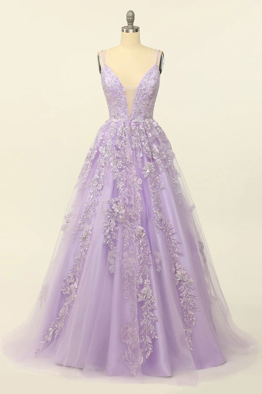 Prom Dresses HELLYMOON | Beading A Line Prom Dress With Appliques Lavender