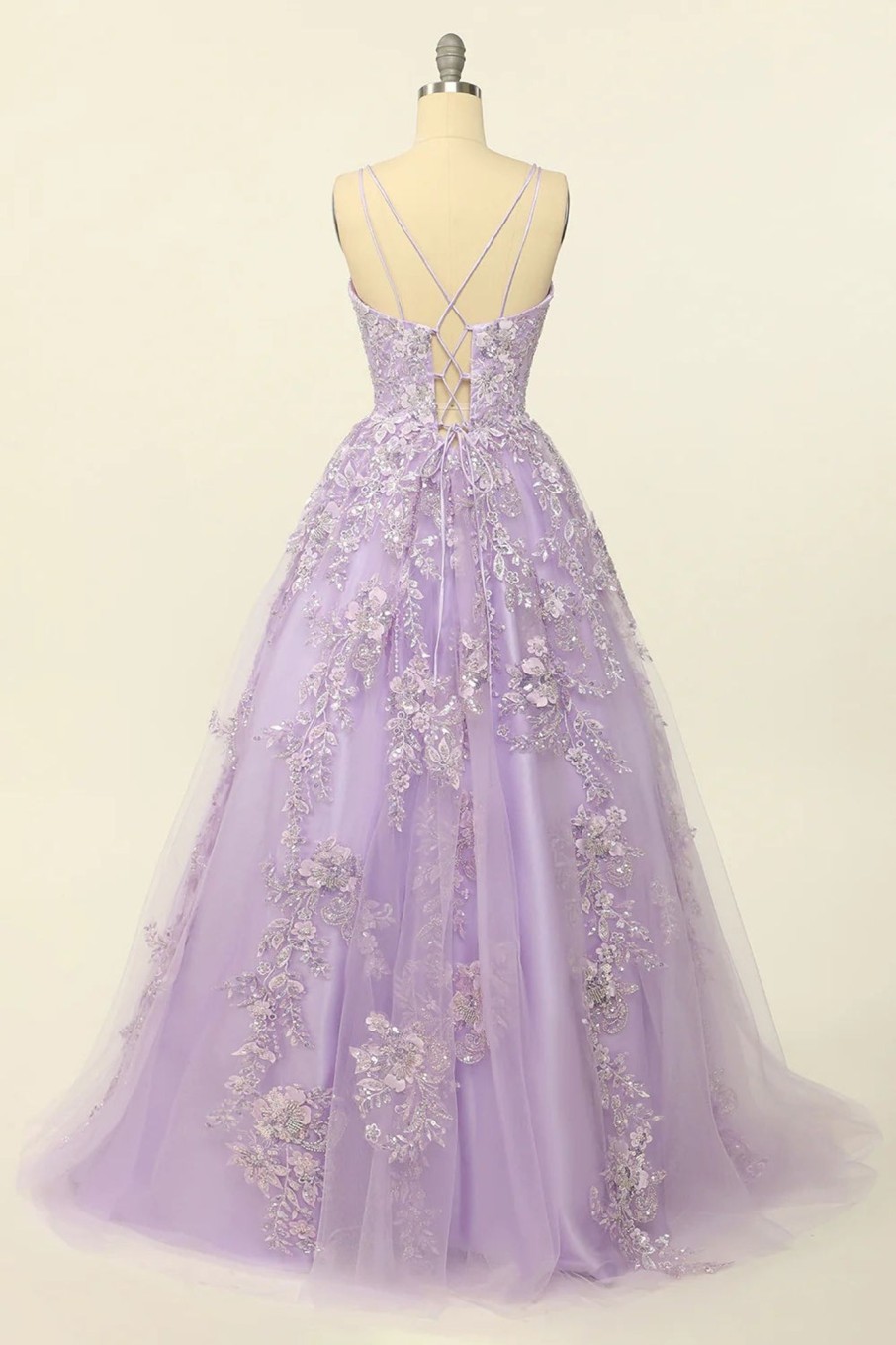 Prom Dresses HELLYMOON | Beading A Line Prom Dress With Appliques Lavender