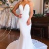 Wedding Dresses HELLYMOON | Simple Boho Mermaid Long Sleeveless Wedding Dress White